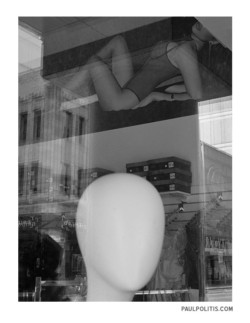 Mannequin Head, Adult Store (black and white photograph) by Paul Politis), 2020