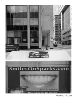 Smiles on Sparks (black and white photograph)
