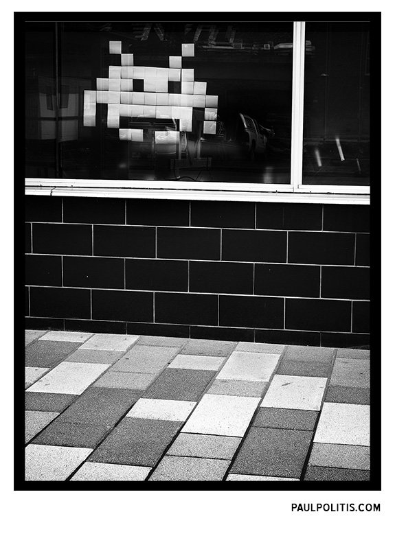 Space Invader (black and white photograph)