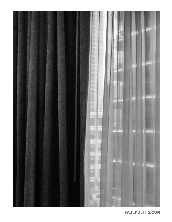 Hotel Curtains (black and white photograph)