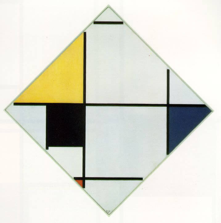 Lozenge Composition with Yellow, Black, Blue, Red, and Gray