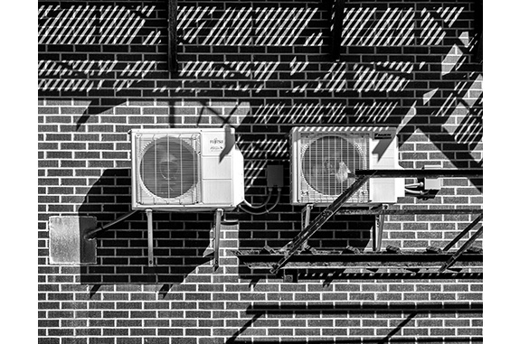 Rube Goldberg Machine (black and white photograph)