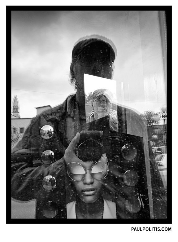 Untitled Self-Reflection (black and white photograph)