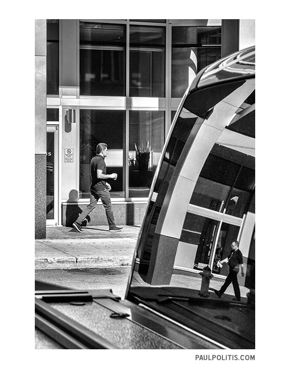 Duality - Street Reflections (black and white photograph)