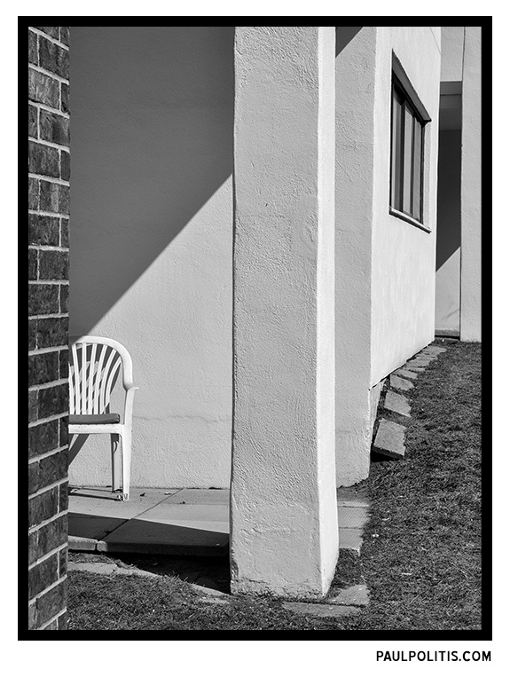 White Chair (black and white photograph)